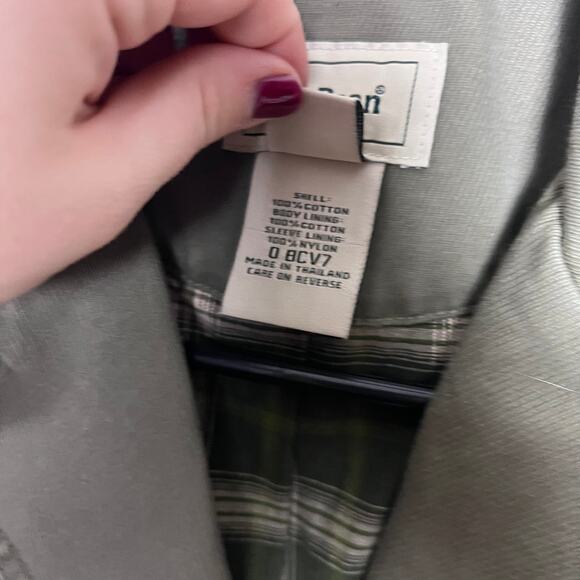 L.L. Bean Y2K Women's Green Canvas Plaid Flannel Lined Jacket Size Small - Picture 6 of 10